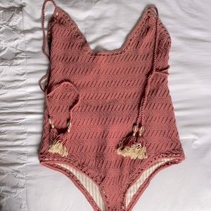 ROSE COLORED CROCHET SWIMSUIT!